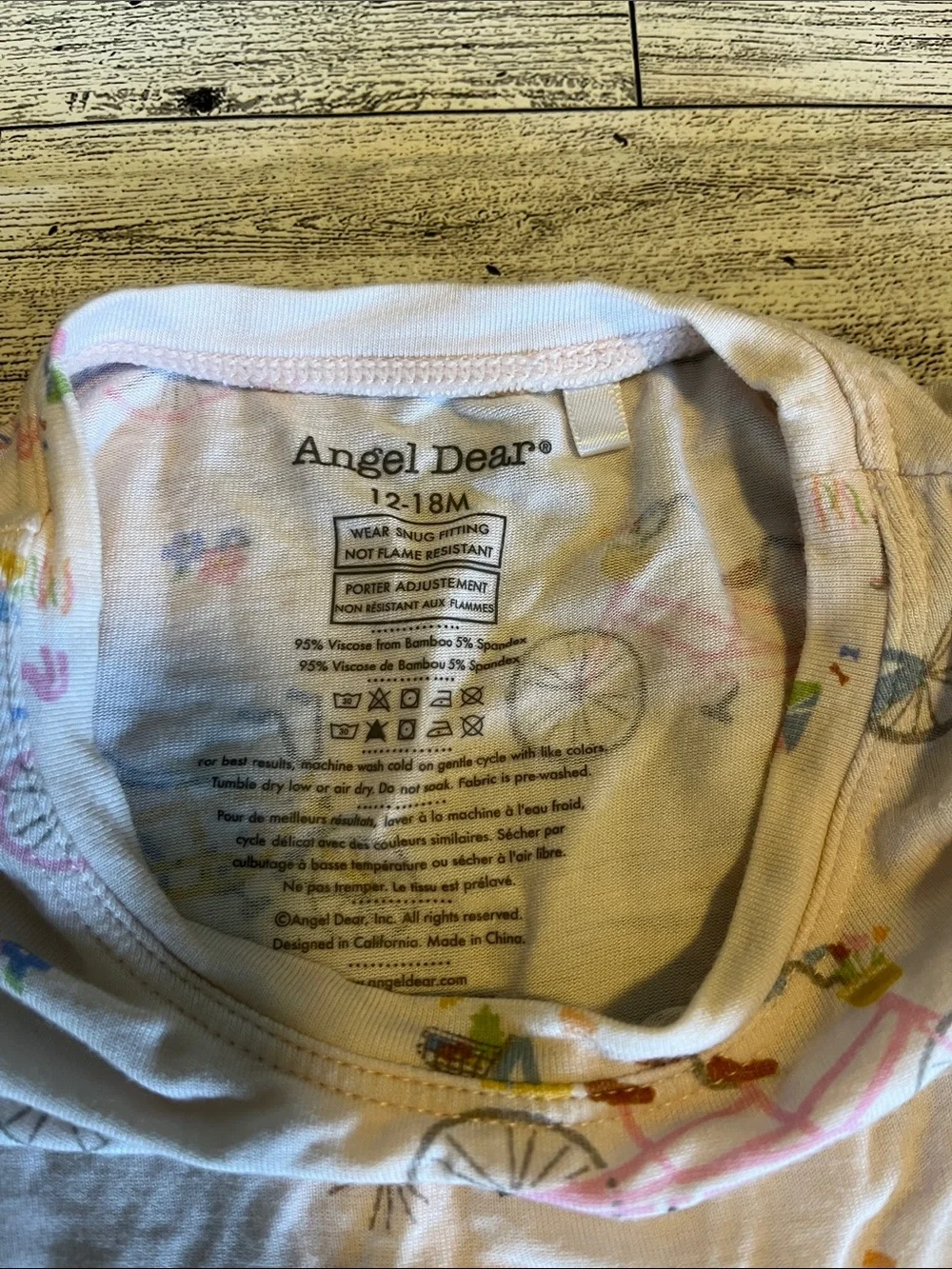 Angel Dear Bamboo Pink Bicycle Shortie Pajama Set Size 12-18 Months